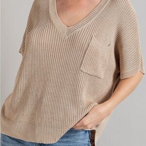 Macron Women's Tan V-Neck Sweater NWT Large